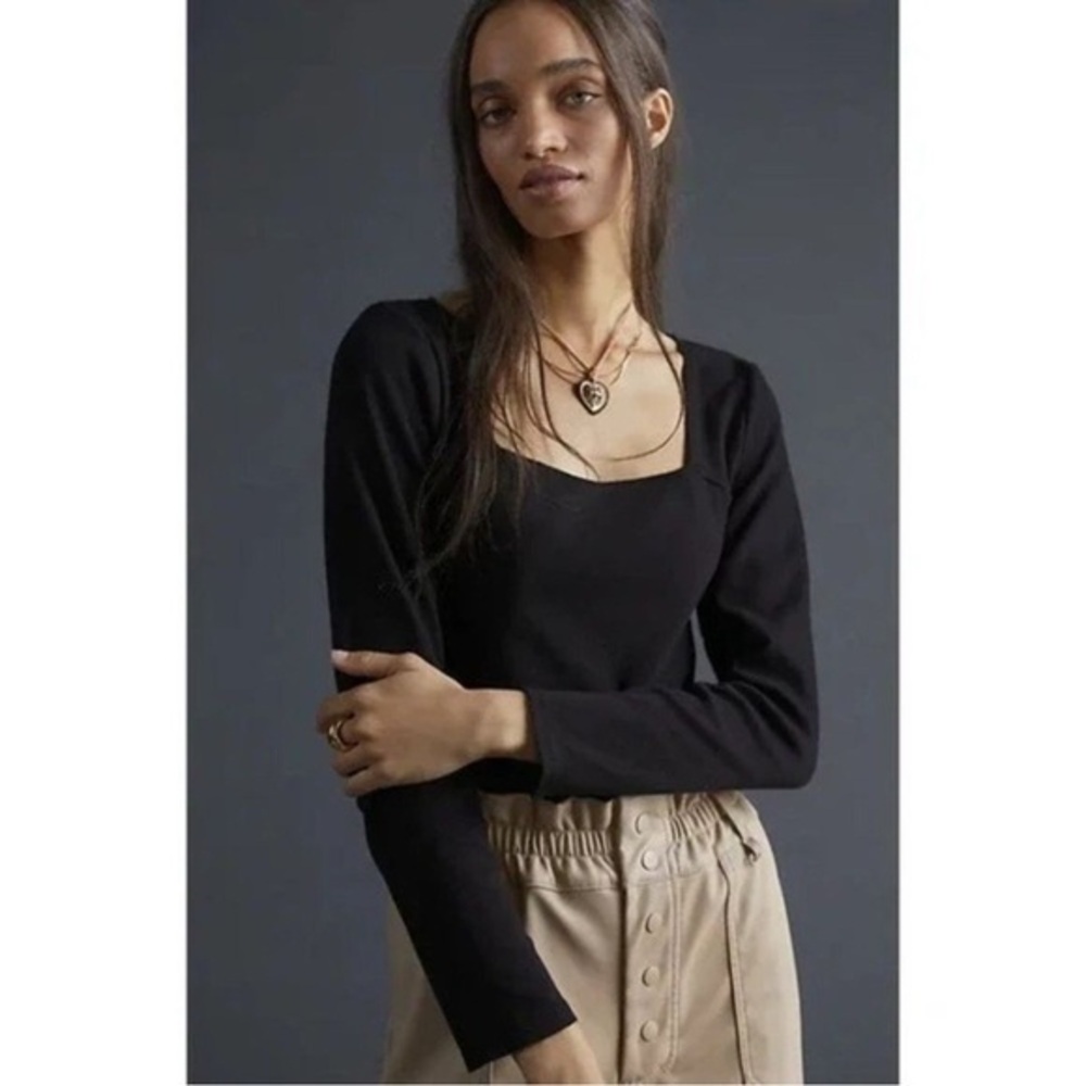 Anthropologie Black Fitted blouse